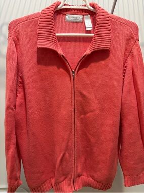 Elisabeth by Liz Claiborne Coral Zip-Up Cardigan